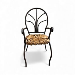 Pottery Barn Miniature Wrought Iron & Rattan Arm Chair